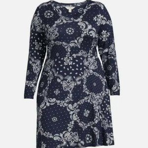Terra & Sky Navy Blue Scoop Neck Smock Dress Women's Plus Size 2X 20W-22W